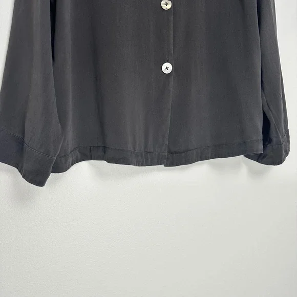 Quince 100% Washable Silk Pajama Long Sleeve Top Charcoal M - Picture 7 of 12
